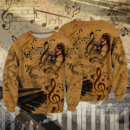 3D Yellow Vintage Piano T Shirt For Pianist Men Women Piano Shirt Gift For Piano Lovers TO1870