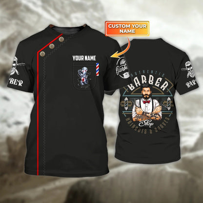 Personalized Authentic Barber Shirts, New Barber Shop Gifts, 3D T Shirt For Barber Man TO0661