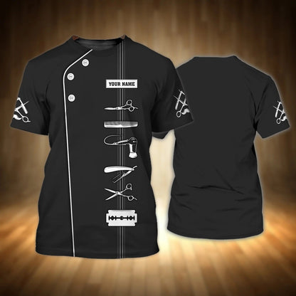 Personalized 3D Printed T Shirt For Barber Shop, Barber Men Shirt, Present To New Barber, Best Barber Gift TO0663