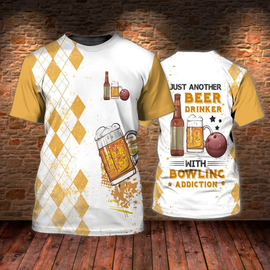3D All Over Printed Bowling And Beer Tshirt For Men And Women, Funny Bowling Shirt, Bowlling T Shirts TO0752