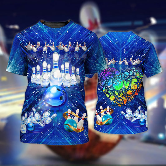 3D All Over Printed Bowling T Shirt For Men And Women, Colorful Bowling Shirts, Love Bowling Gift, Bowling Shirt TO0747