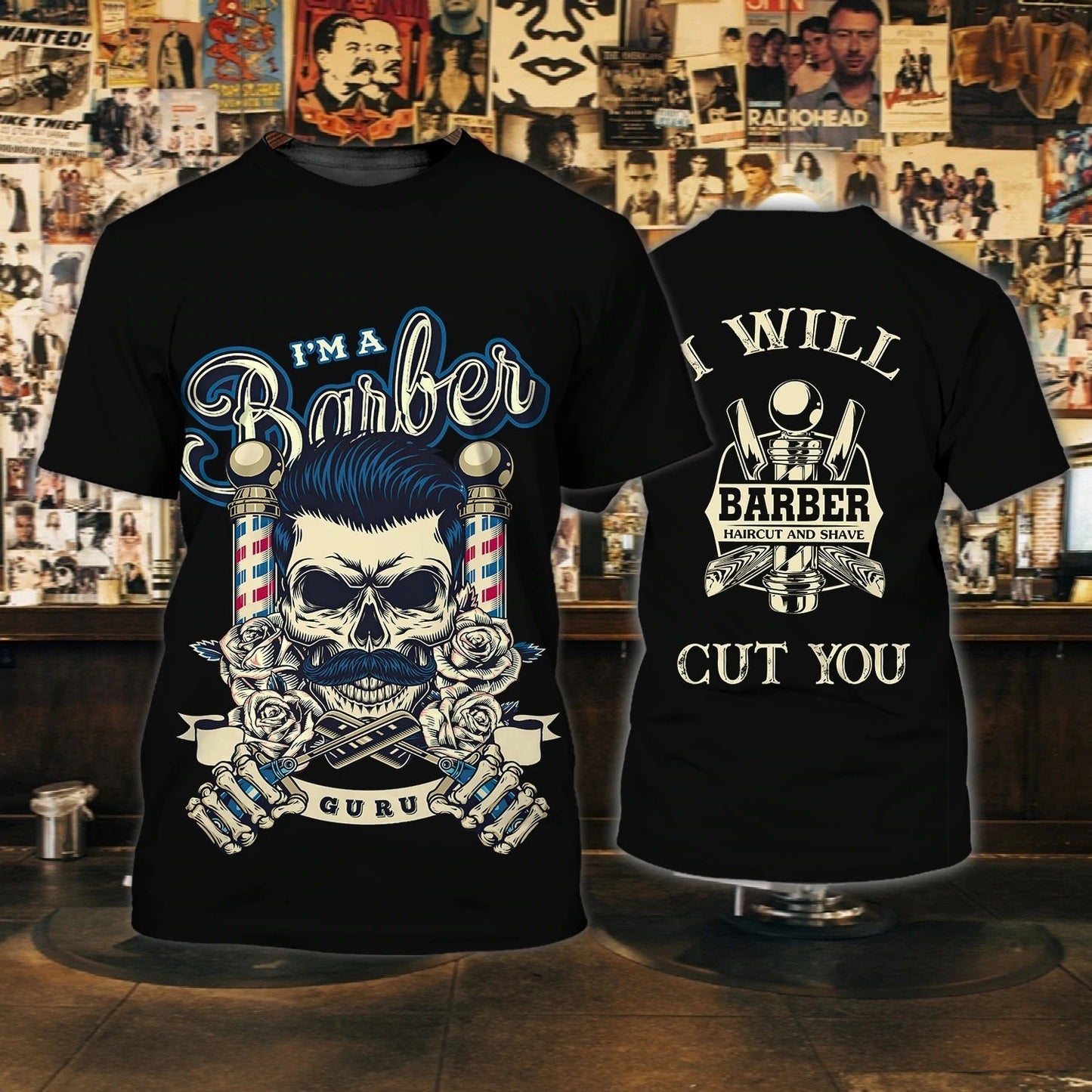 Personalized 3D Printed T Shirt For Barber Shop, Barber Men Shirt, Present To New Barber, Best Barber Gift TO0663