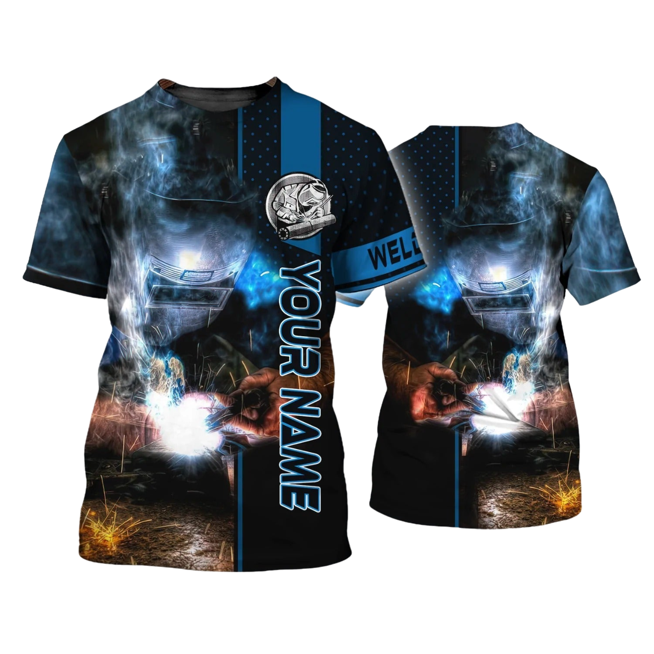 Personalized Welder Blue Graphic Design 3D Printed Shirts, Welder Tshirt, Gift For Welder Man TO2556