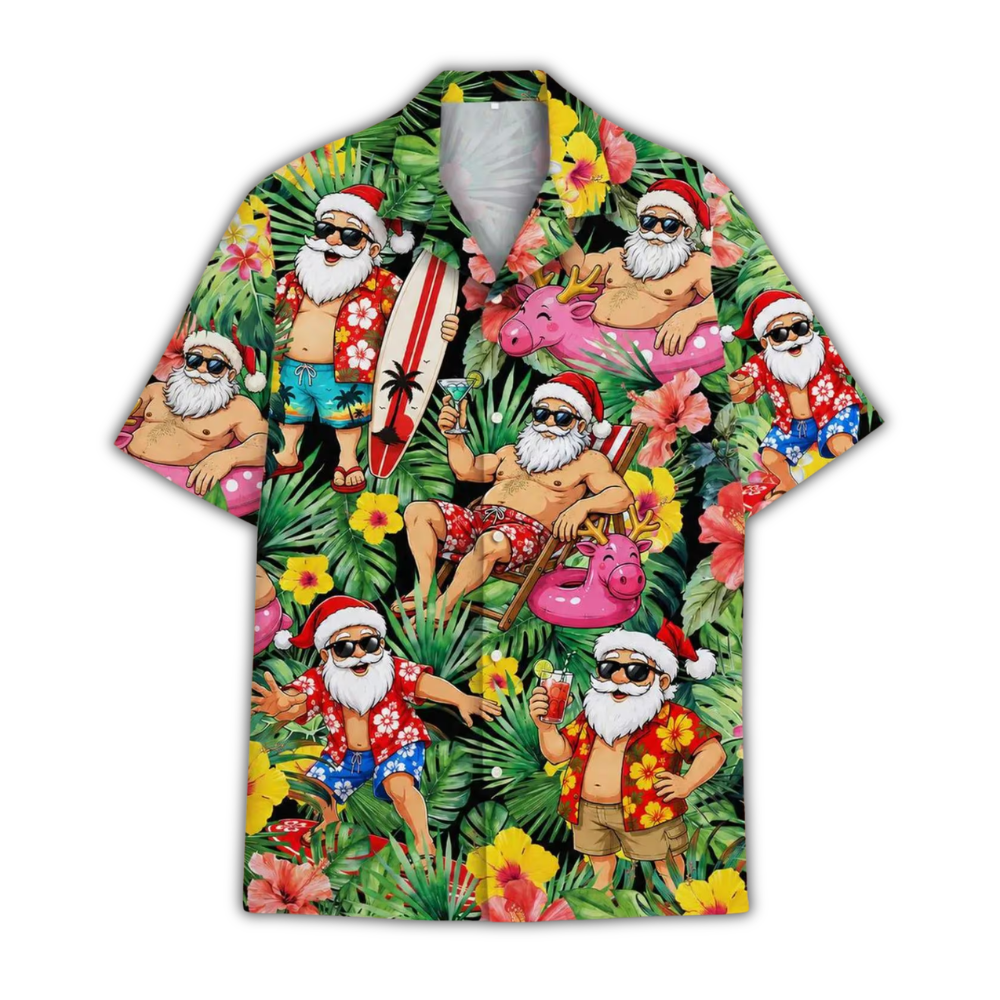 Funny Santa Tropical Hawaiian Shirt, Christmas Aloha Shirt HE0906