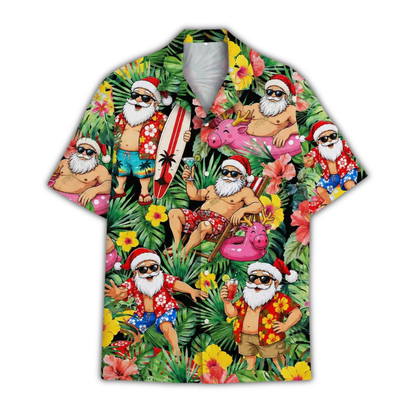 Funny Santa Tropical Hawaiian Shirt, Christmas Aloha Shirt HE0906