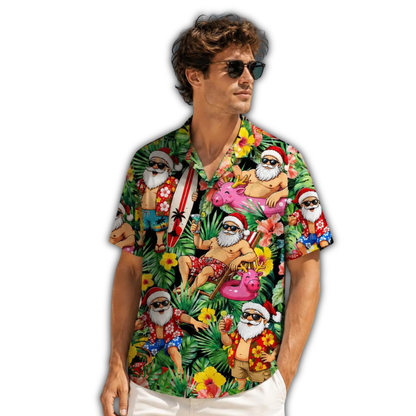 Funny Santa Tropical Hawaiian Shirt, Christmas Aloha Shirt HE0906