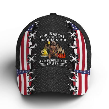 Beer Is Good People Are Crazy Camping Funny Beer Baseball Cap Lasfour CA2678