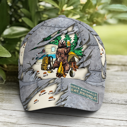 Save Animals Eat People Camping Baseball Cap Lasfour CO0738