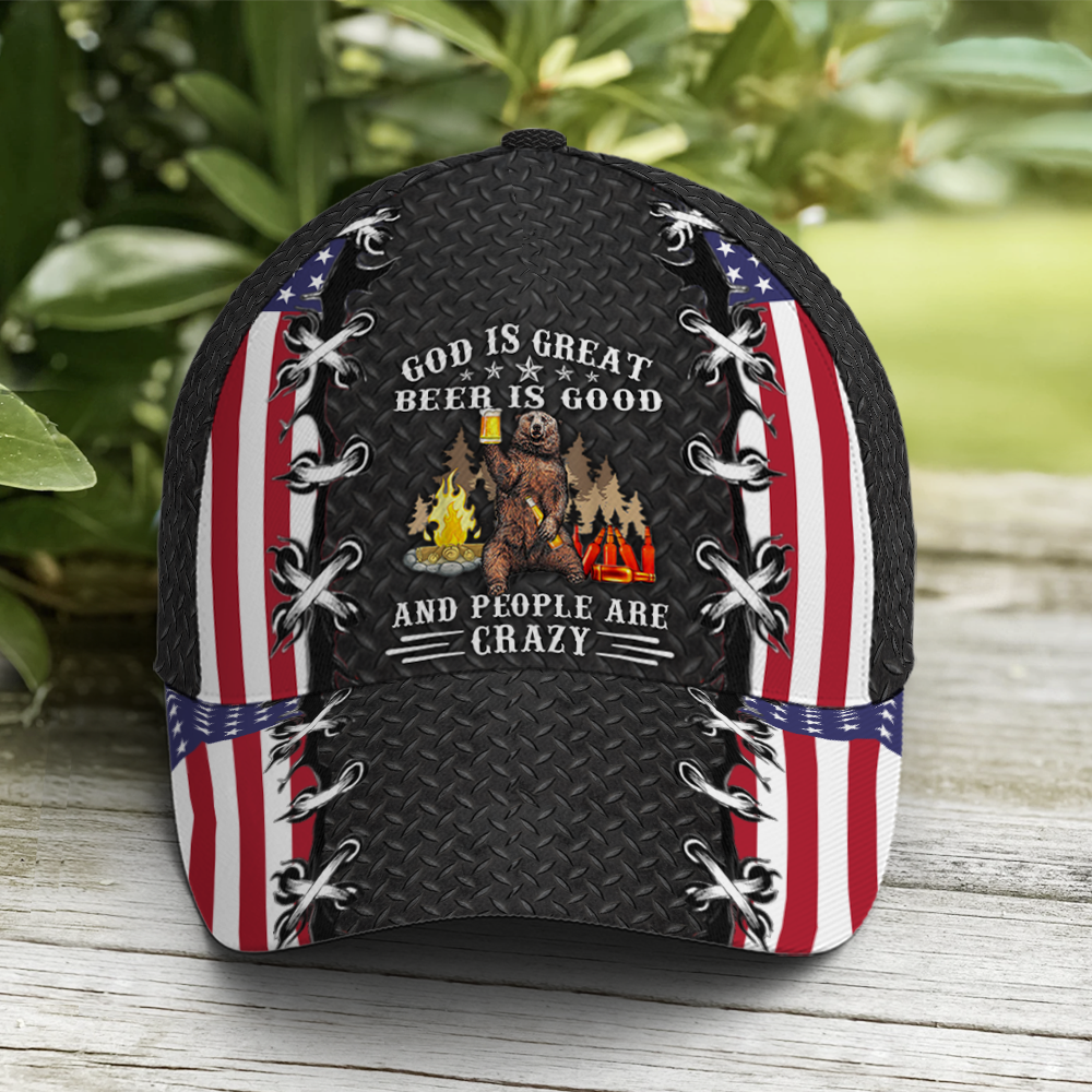 Beer Is Good People Are Crazy Camping Funny Beer Baseball Cap Lasfour CA2678