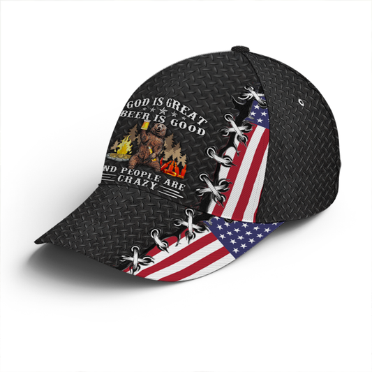 Beer Is Good People Are Crazy Camping Funny Beer Baseball Cap Lasfour CA2678