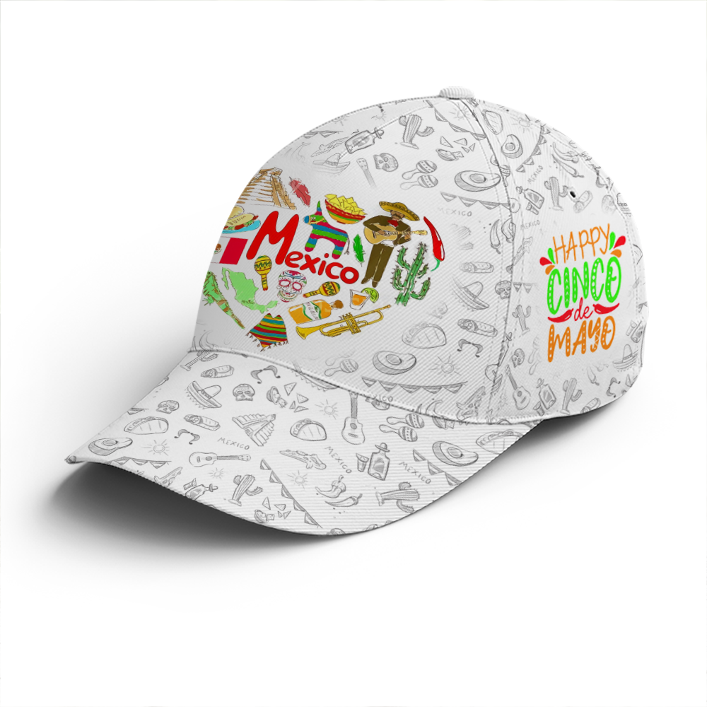 Happy Cinco De Mayo White Baseball Cap Lasfour CO0836