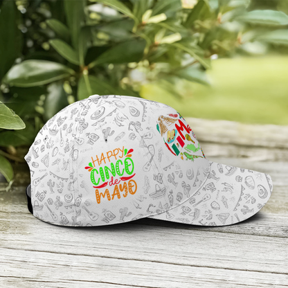 Happy Cinco De Mayo White Baseball Cap Lasfour CO0836