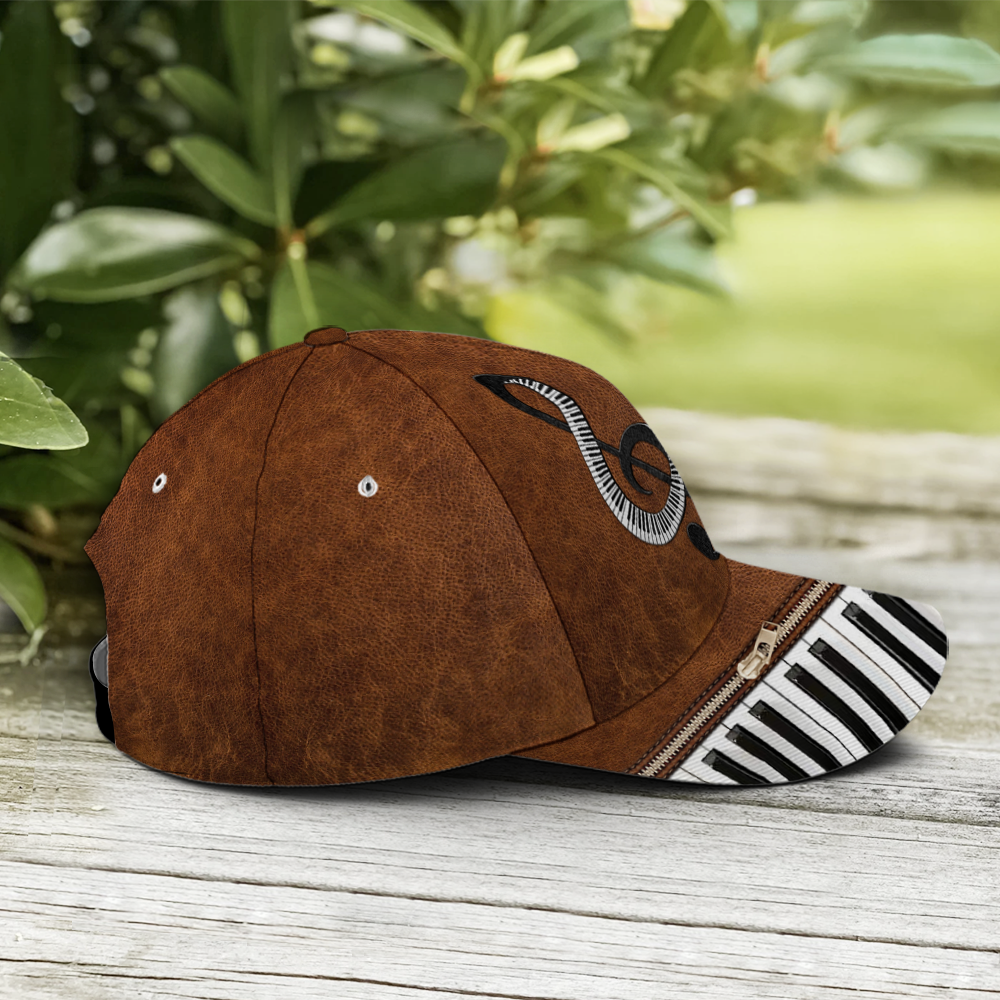 Piano Music Theme Leather Style Vintage Baseball Cap Lasfour CO0827