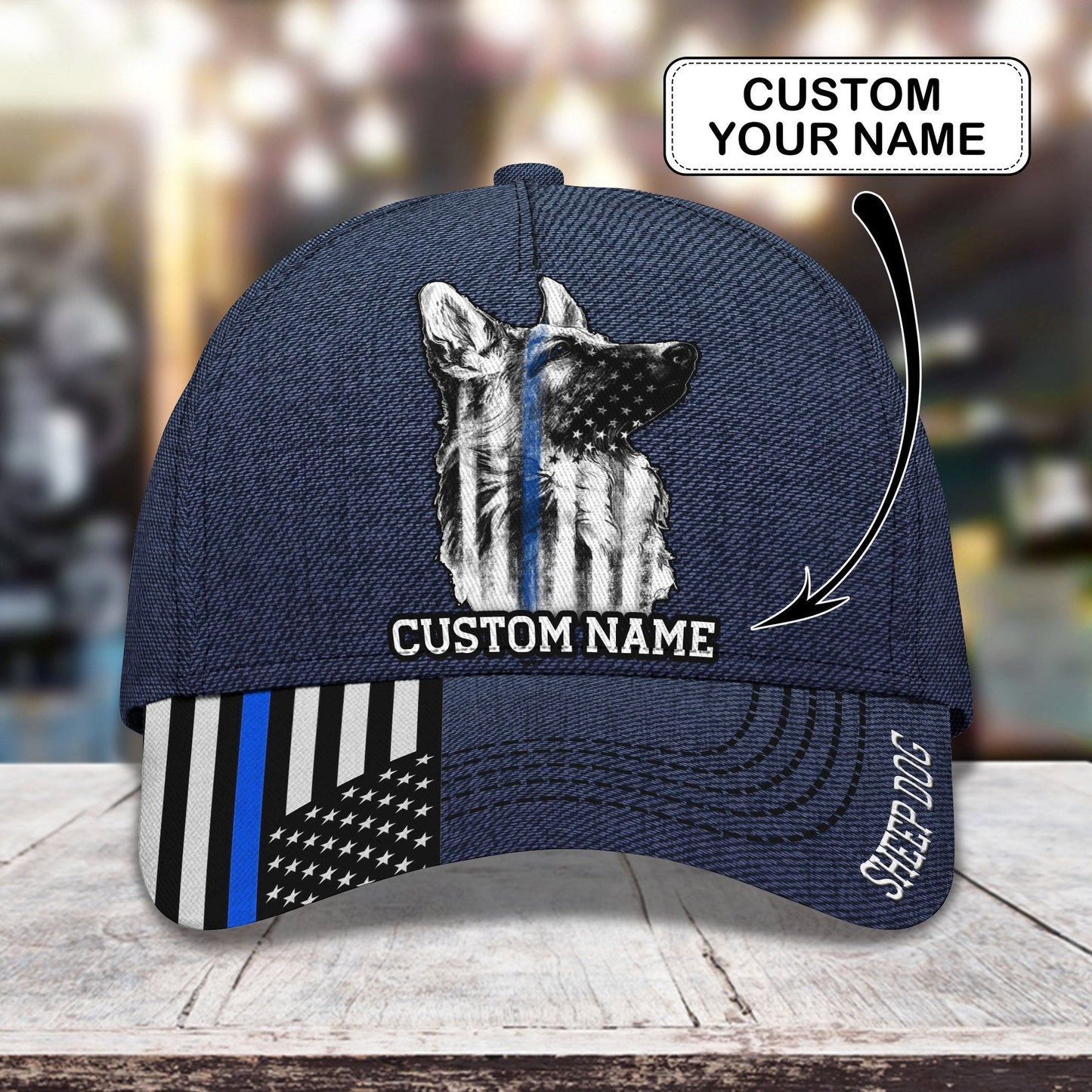 3D Classic Cap Sheep Dog Personalized Name Cap nama214 Lasfour CA1364