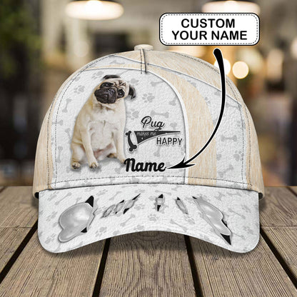 3D Classic Cap Pug Personalize Name Cap 321 Lasfour CA1245