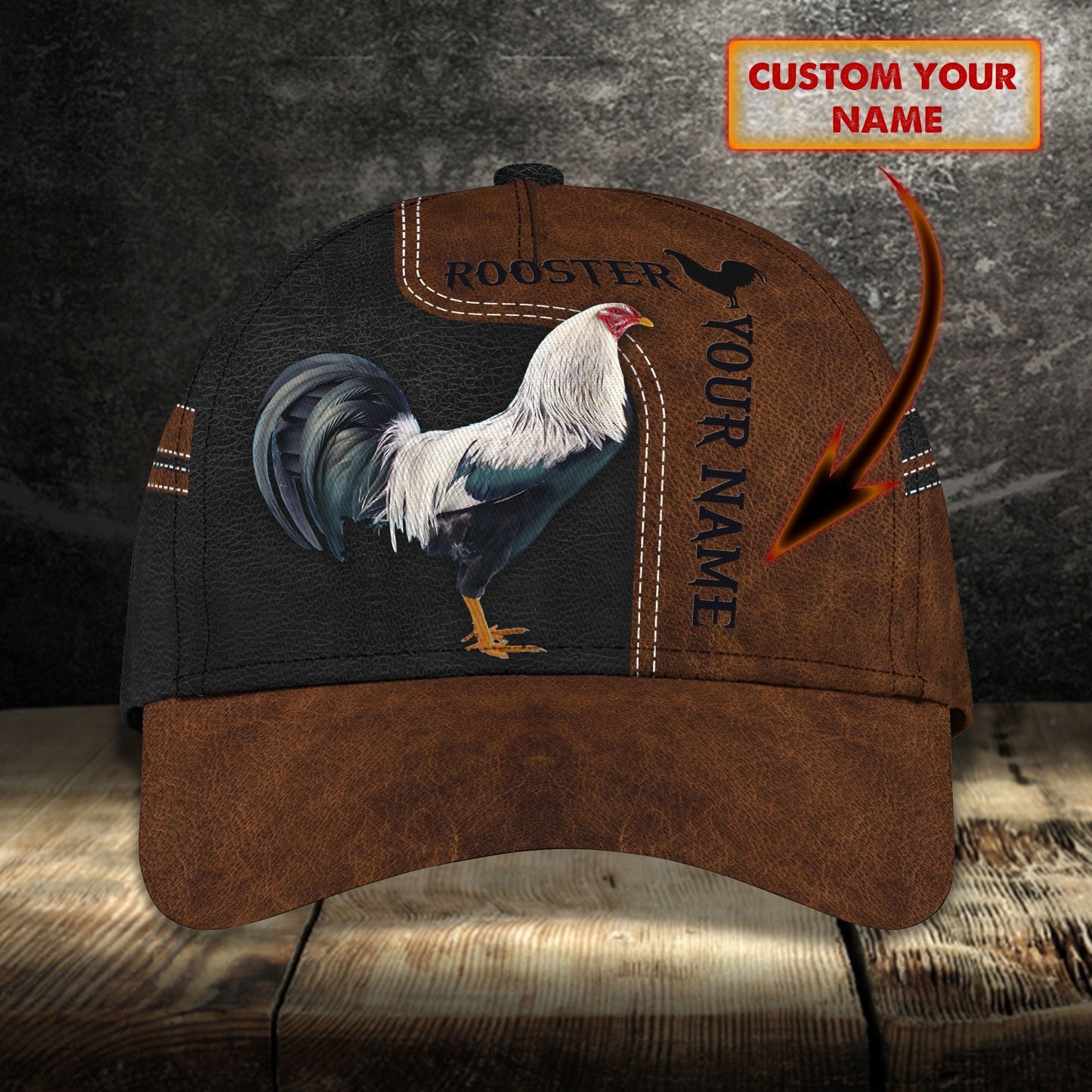 3D Classic Cap Rooster 02Personalize Name Cap 161 Lasfour CA1836