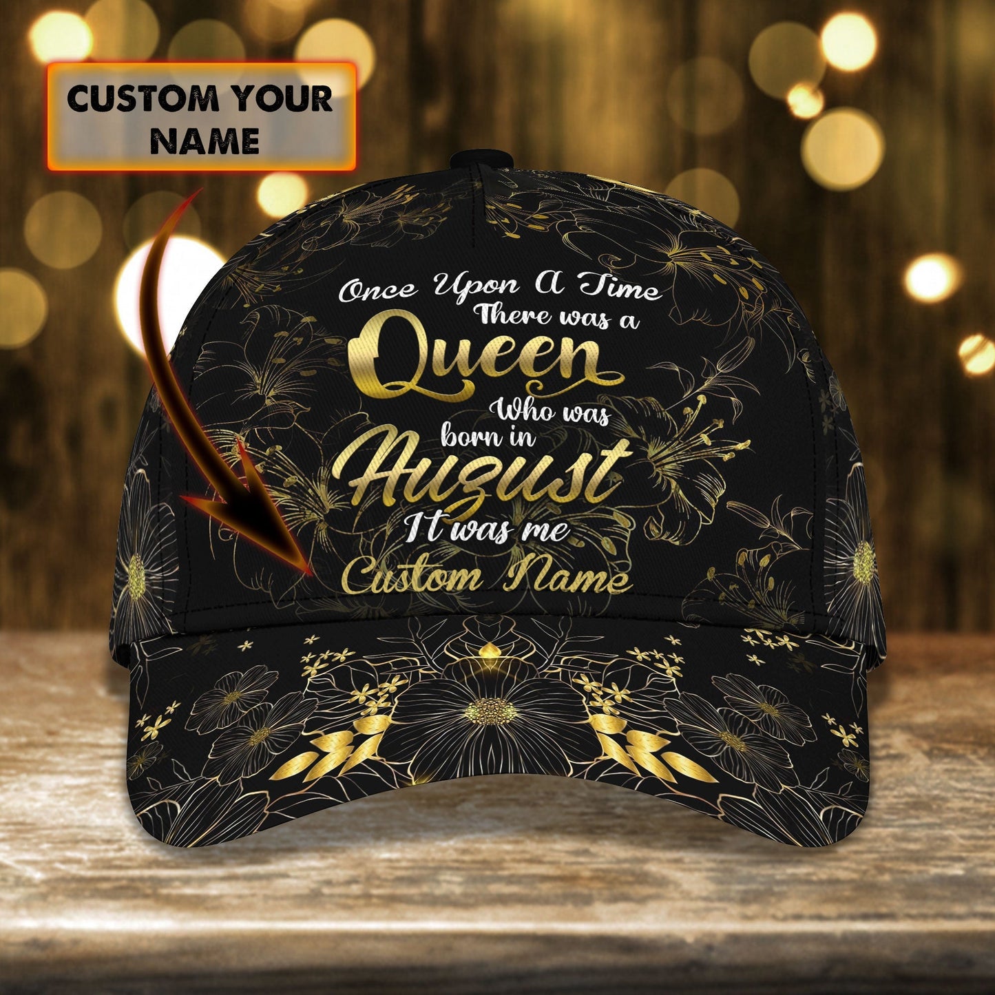 3D Classic Cap Once Upon A Time In August Personalized Name Cap 45 Lasfour CA0951