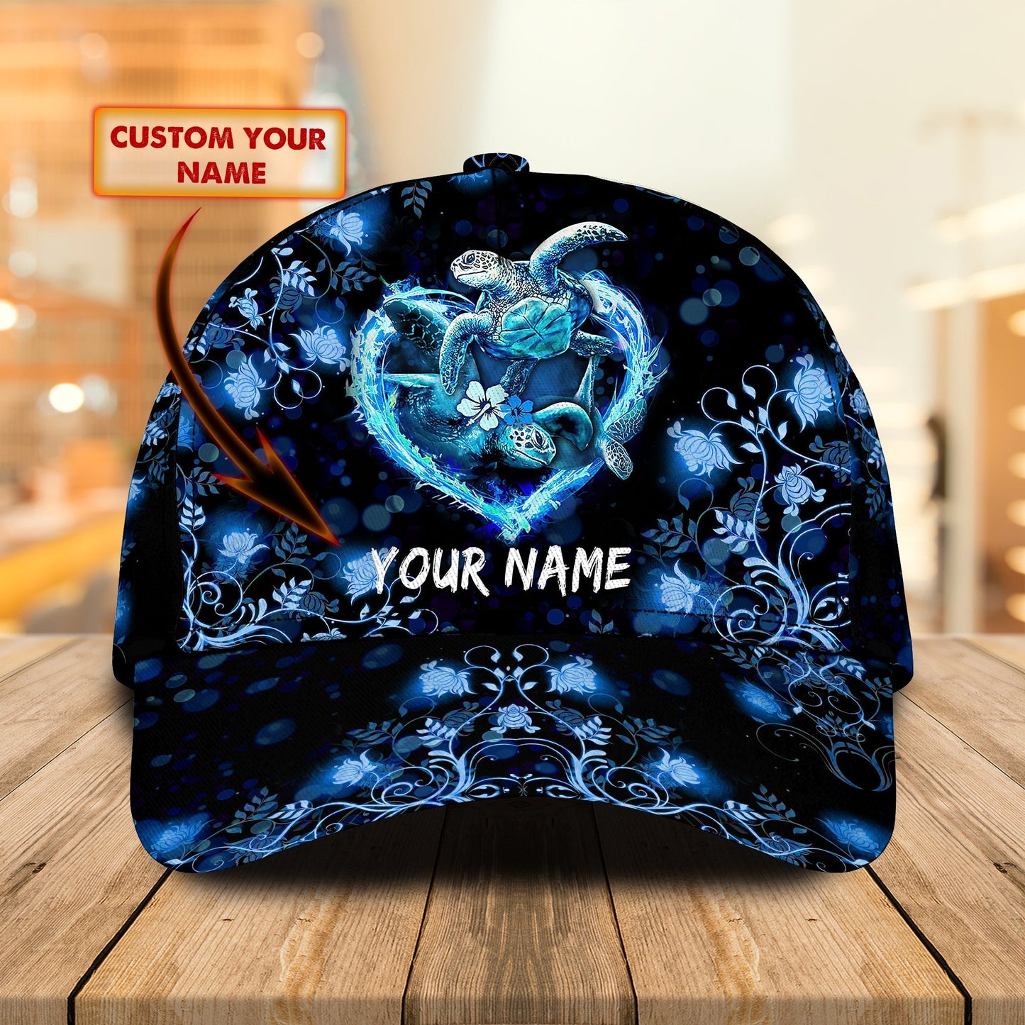 3D Classic Cap Turtles 1 Personalized Name Cap Lasfour CA0677