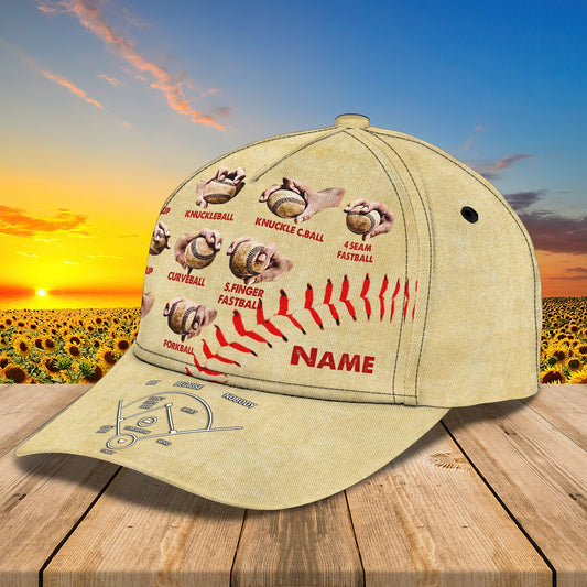 3D Classic Cap Baseball Pitching Grips Personalized Name Cap Lasfour CA0661