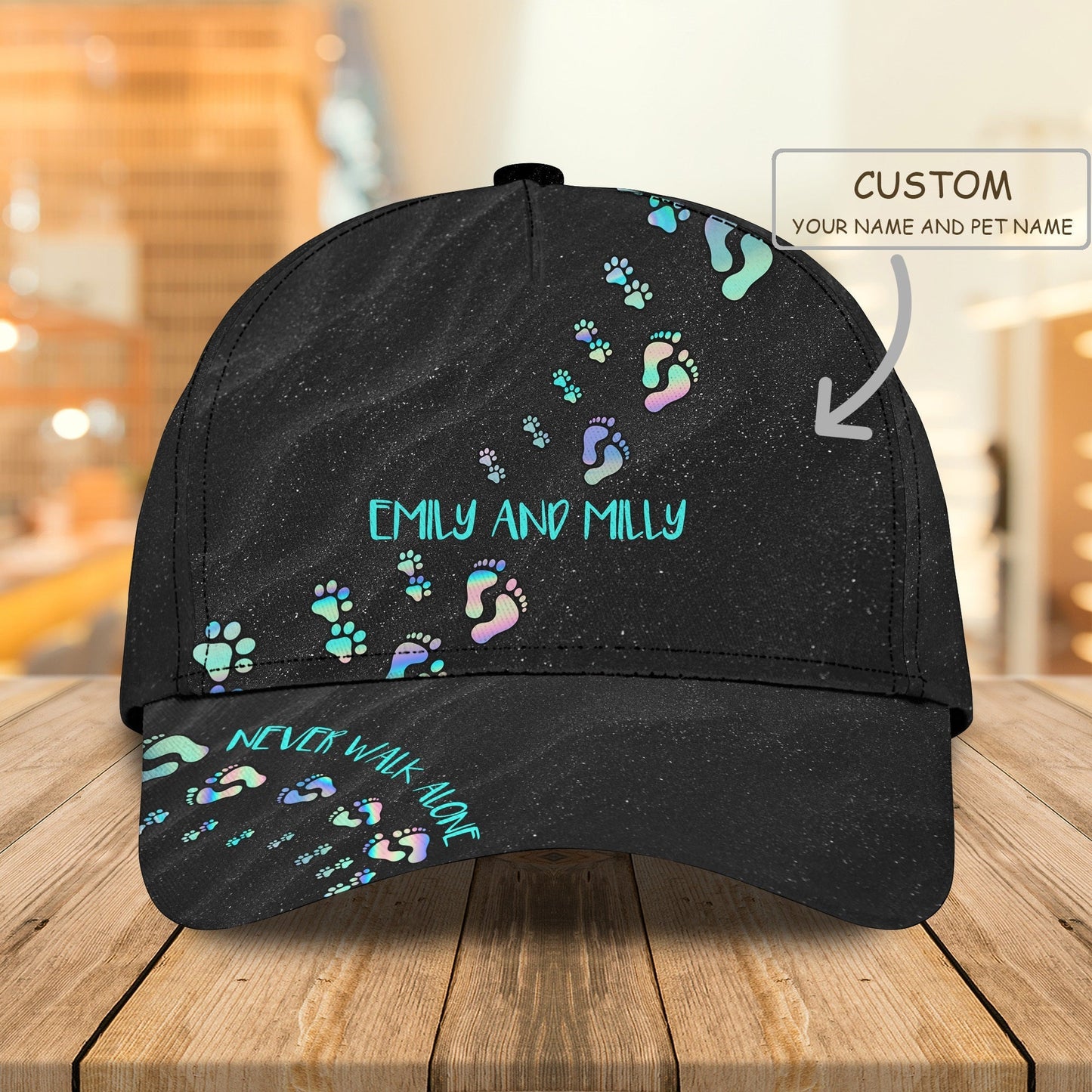 3D Classic Cap Never Walk Alone Personalized Name Cap Lasfour CA0652