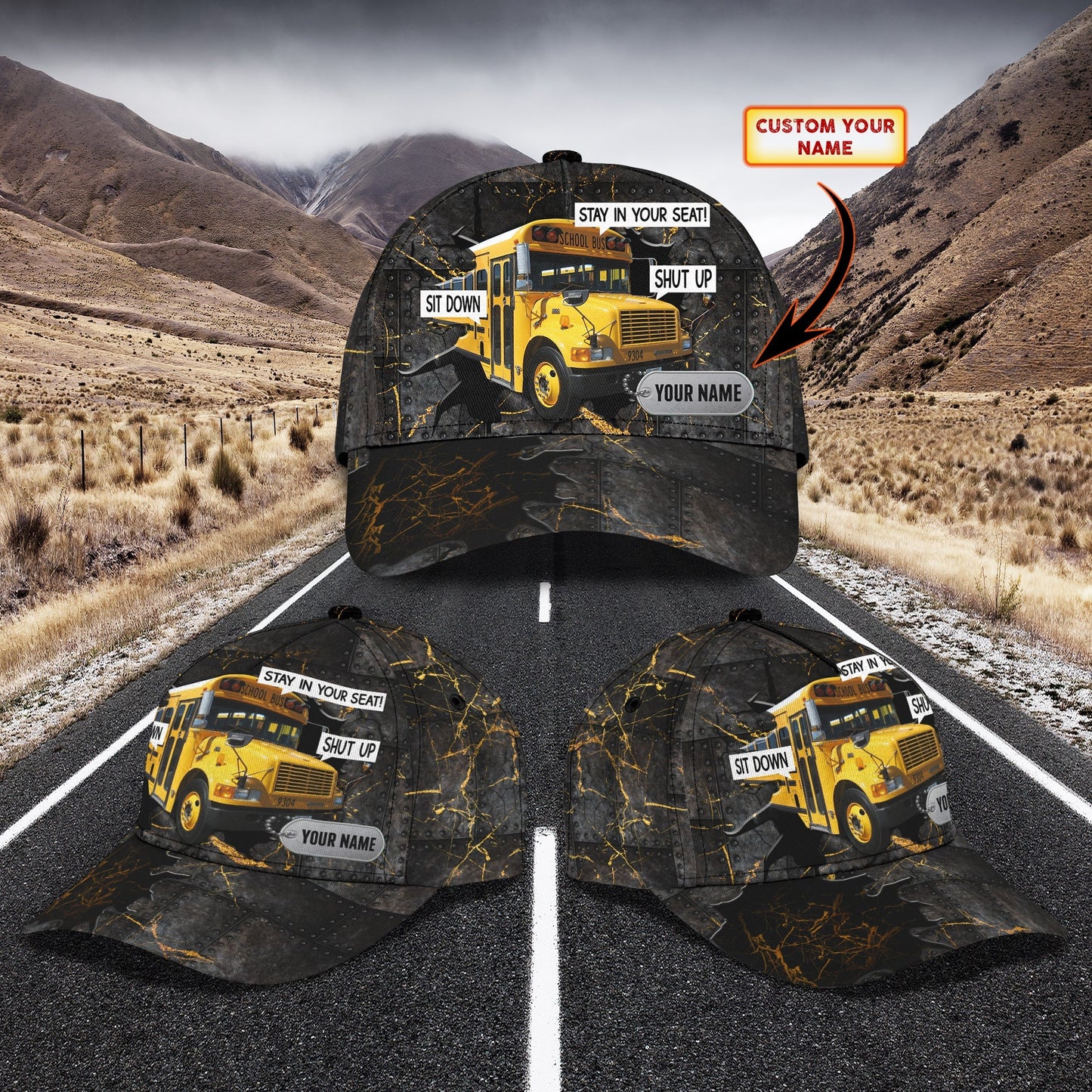 3D Classic Cap Bus 15 Personalized Name Cap Lasfour CA0712