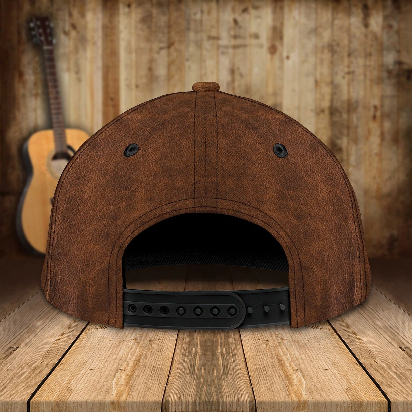 Baseball Guitar Cap Hat For Travel Summer, Guitar Cap Leather Brown Pattern, Best Gift To Guitarist CA2920
