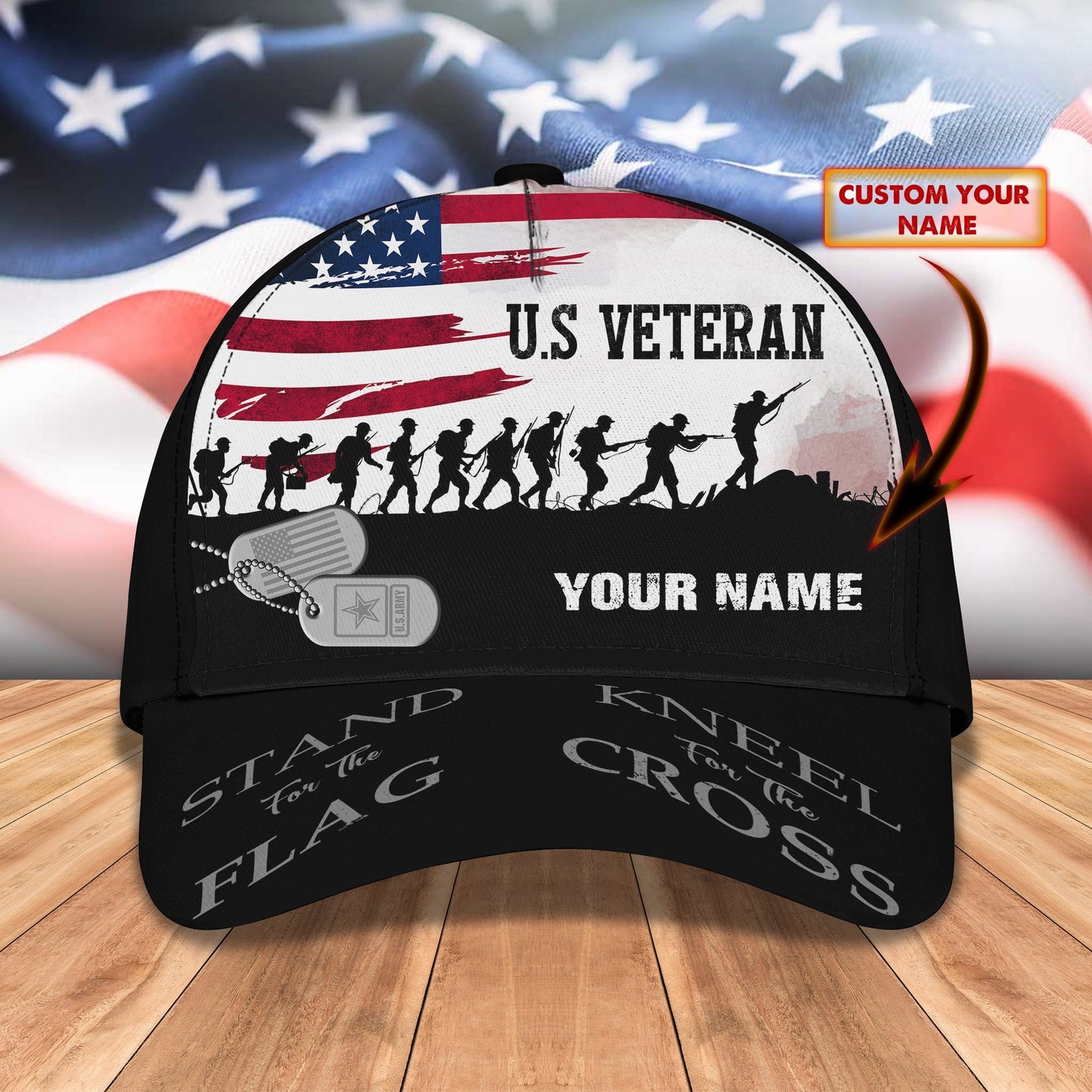 3D Classic Cap Veteran Personalized Name Cap Lasfour CA0808