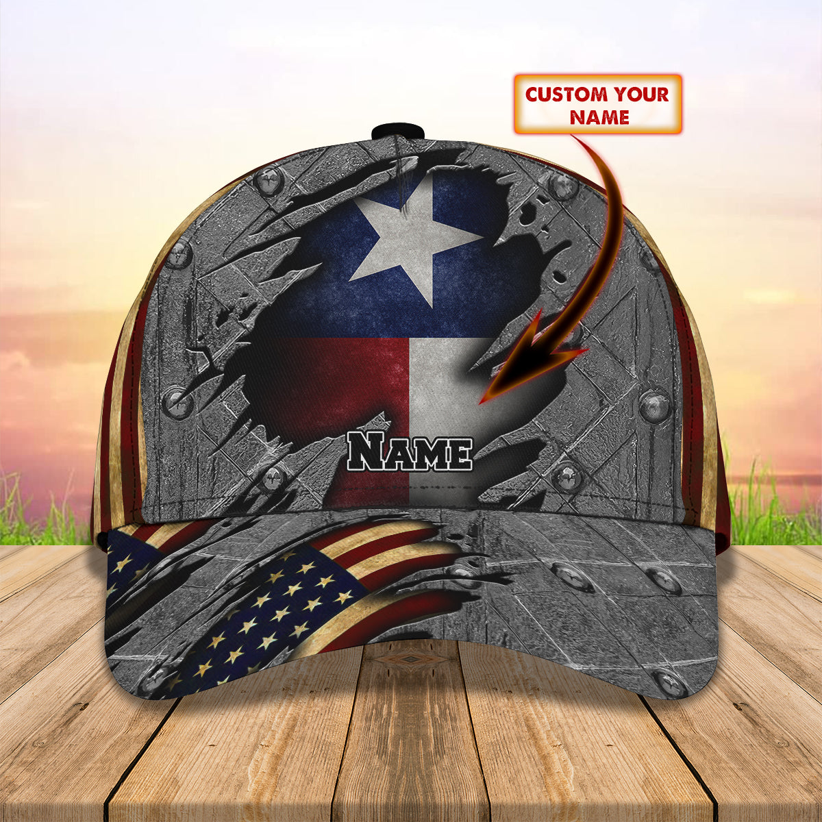 3D Classic Cap Texas Flag Personalize Name Cap Nama228 Lasfour CA1309