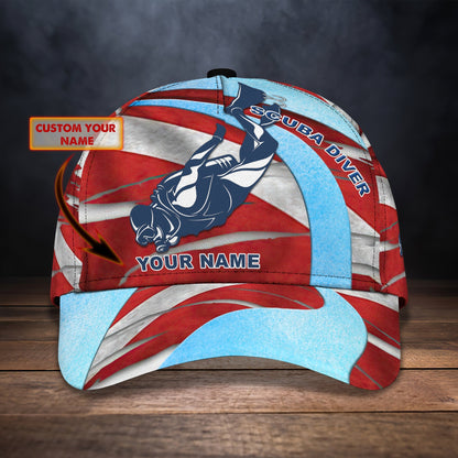 3D Classic Cap Scuba Diving Personalized Name Cap 1 Lasfour CA2010