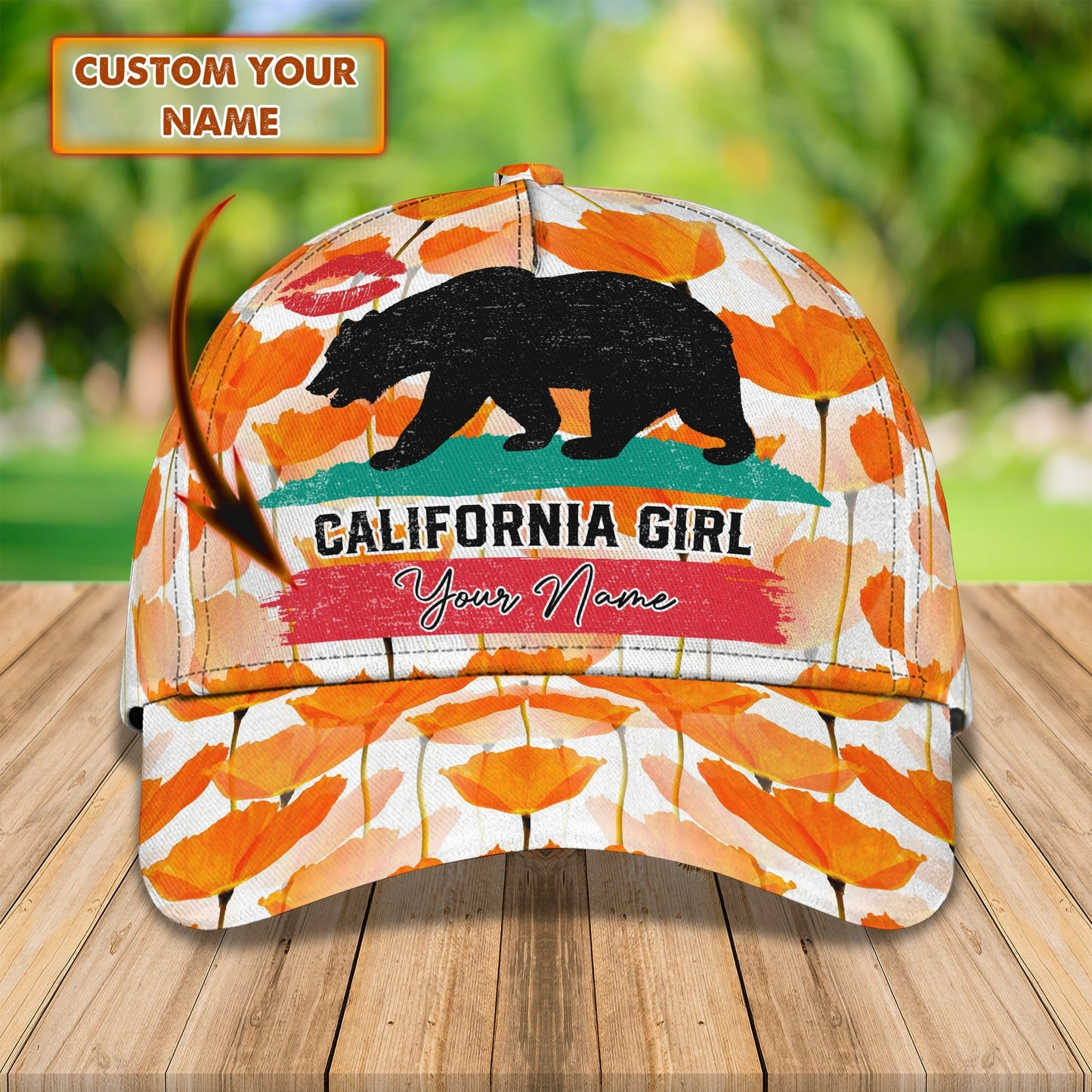 3D Classic Cap Just A California Girl Personalized Name Cap Lasfour CA1585
