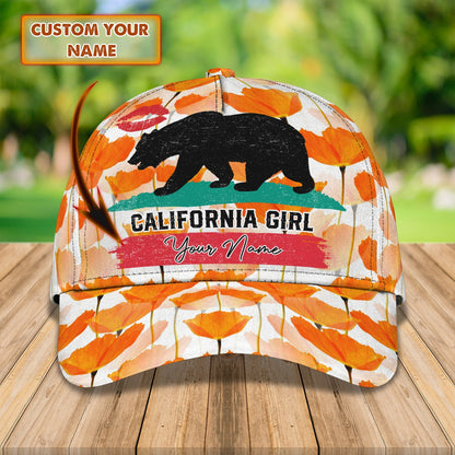 3D Classic Cap Just A California Girl Personalized Name Cap Lasfour CA1585