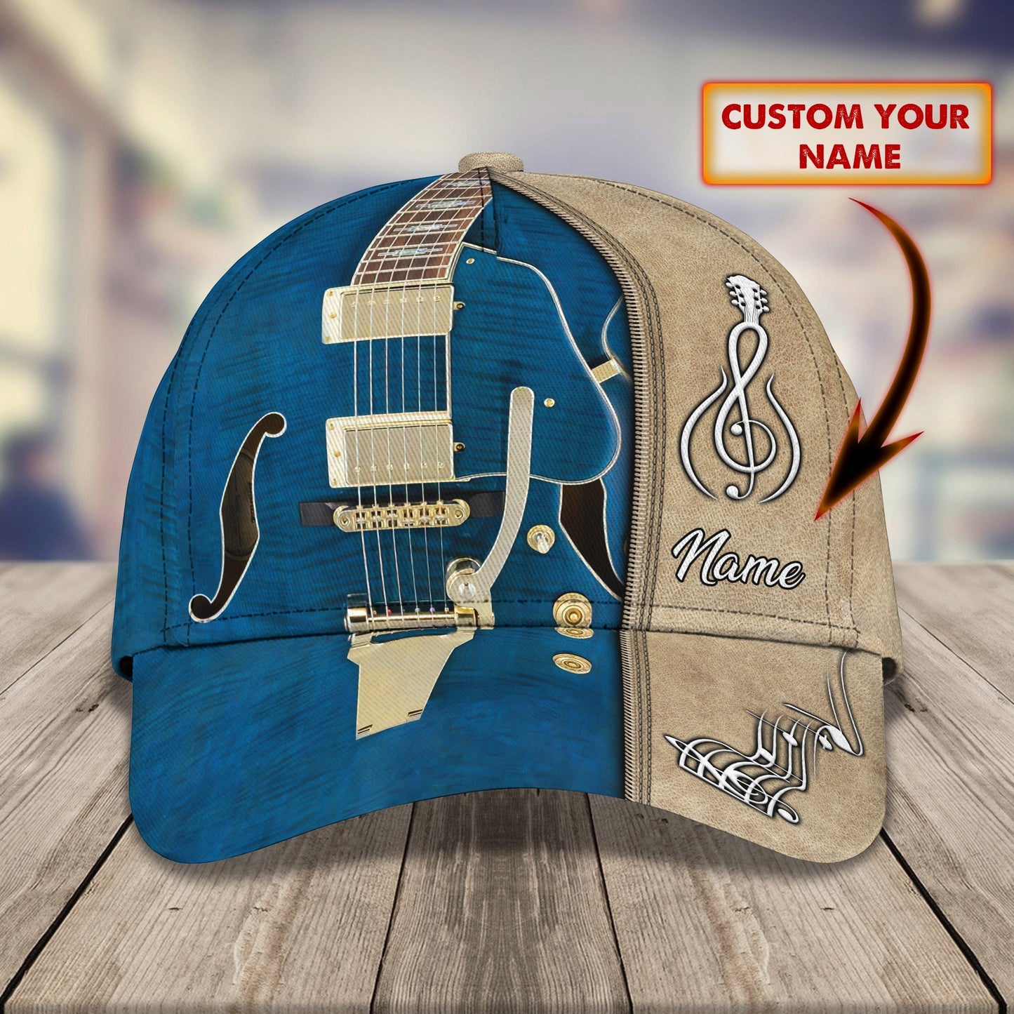 3D Classic Cap Electric Guitar Personalized Name Cap 234 Lasfour CA2142