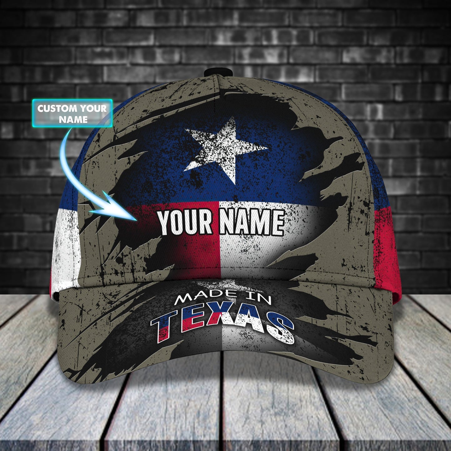 3D Classic Cap Texas2 Personalized Name Cap Lasfour CA1727