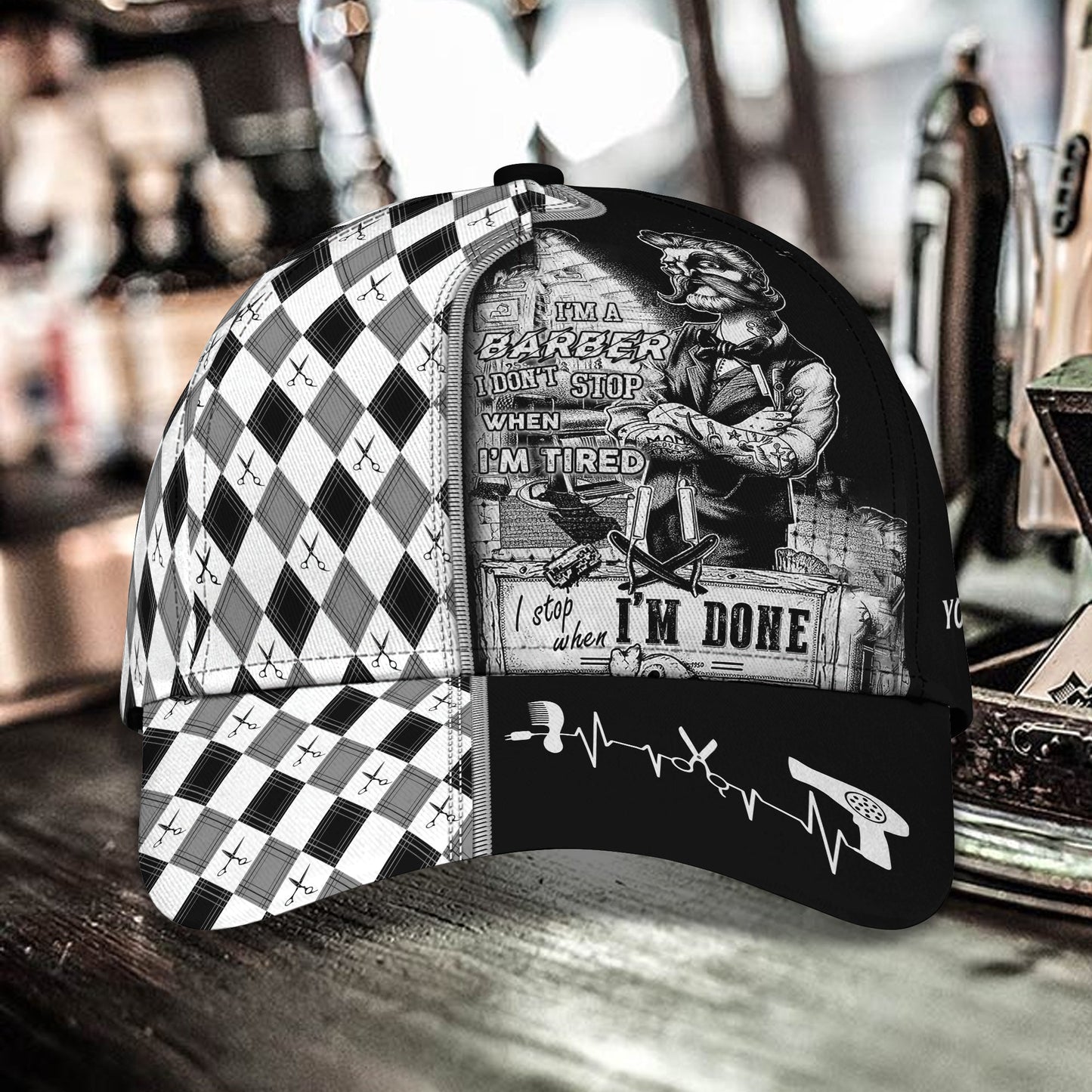 3D Classic Cap Barber Personalized Name Cap01 Lasfour CA1376