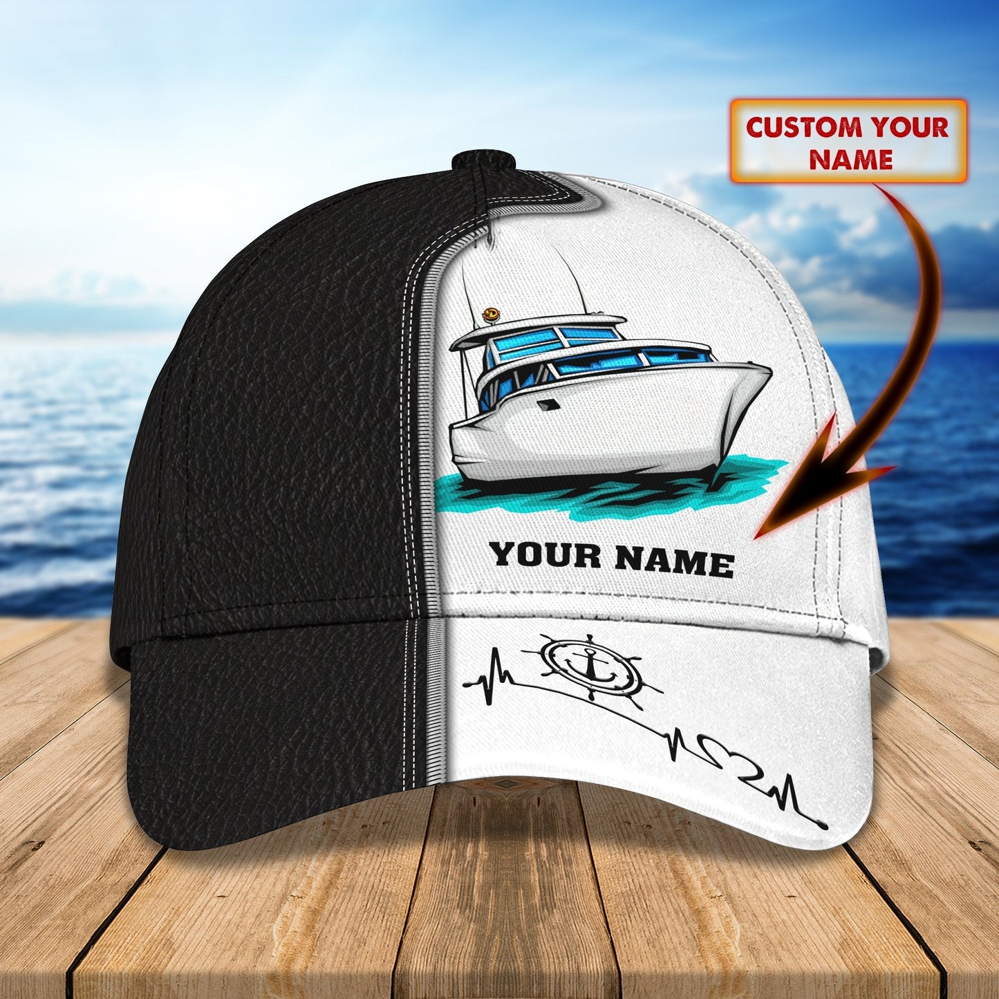 3D Classic Cap Boat Personalized Name Cap Lasfour CA1833