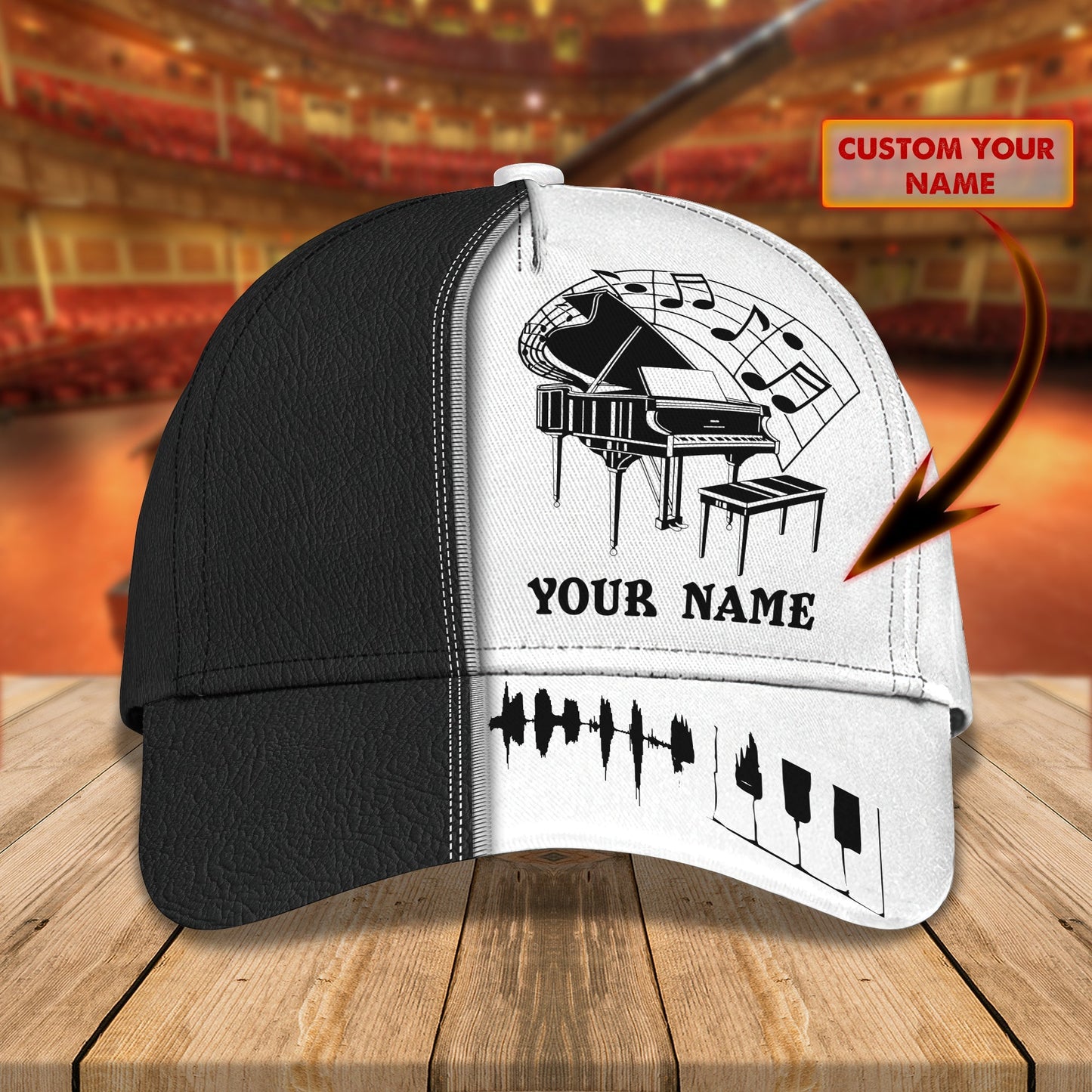 3D Classic Cap Piano 4 Personalized Name Cap 01 Lasfour CA1087