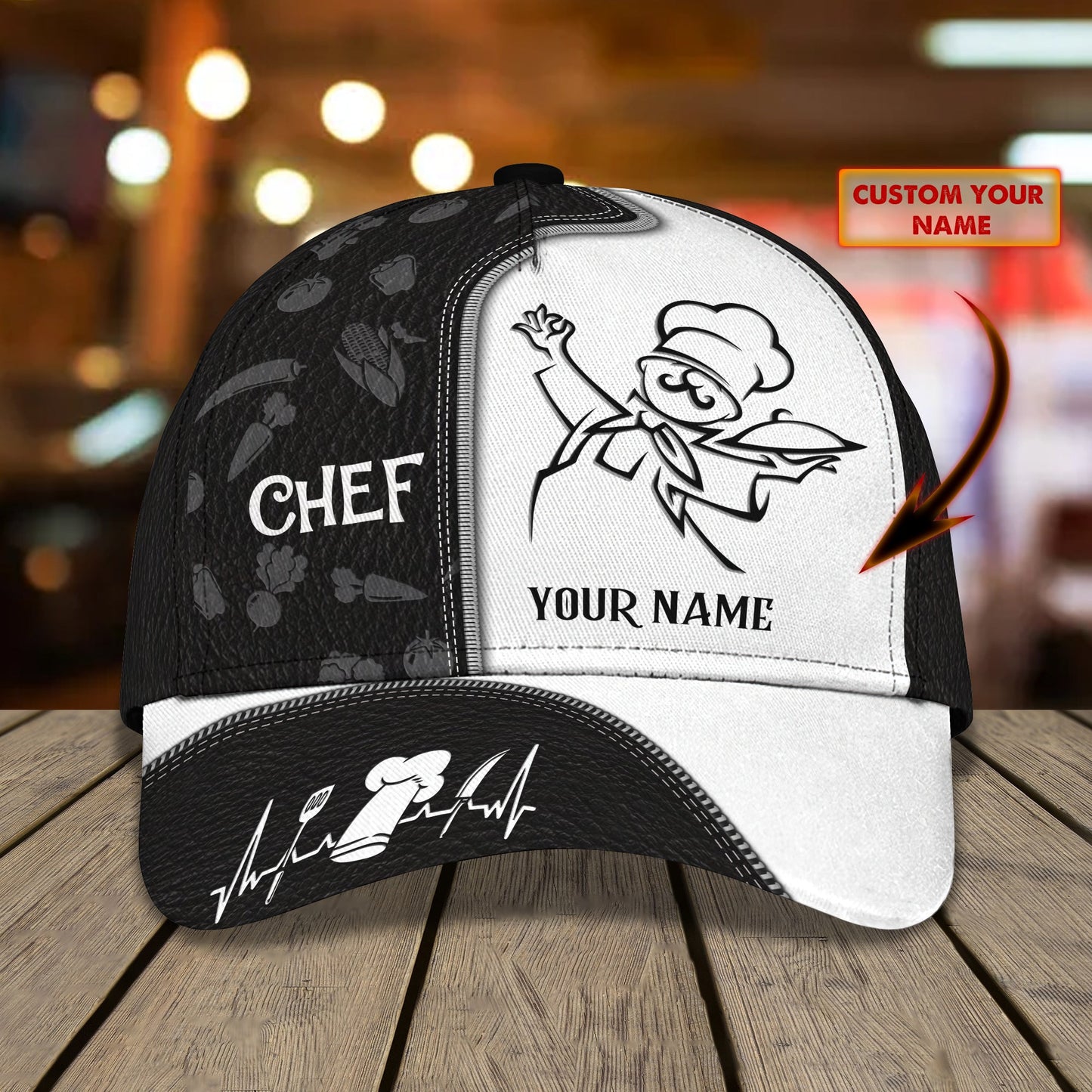3D Classic Cap Chef 1 Personalized Name Cap Lasfour CA0819