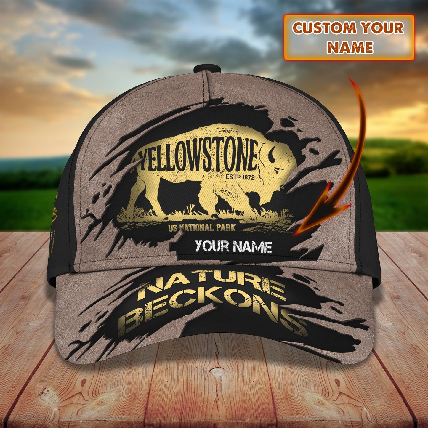 3D Classic Cap Yellowstone 2 Personalized Name Cap Lasfour CA1557