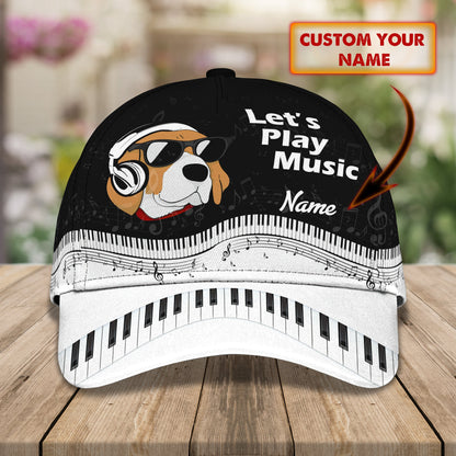 3D Classic Cap Beagle Piano Personalized Name Cap Lasfour CA1259