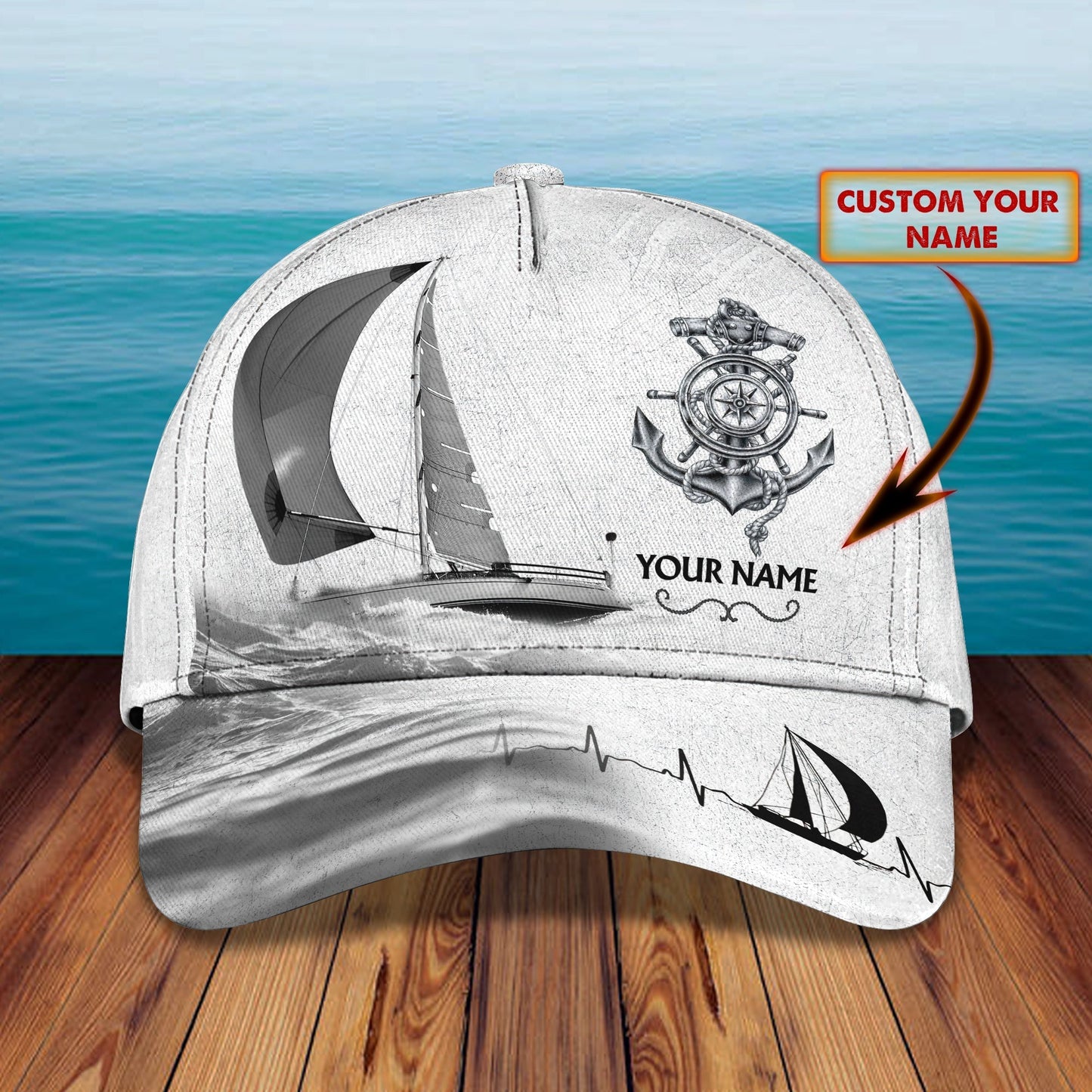 3D Classic Cap Sailing Personalized Name Cap Lasfour CA2050