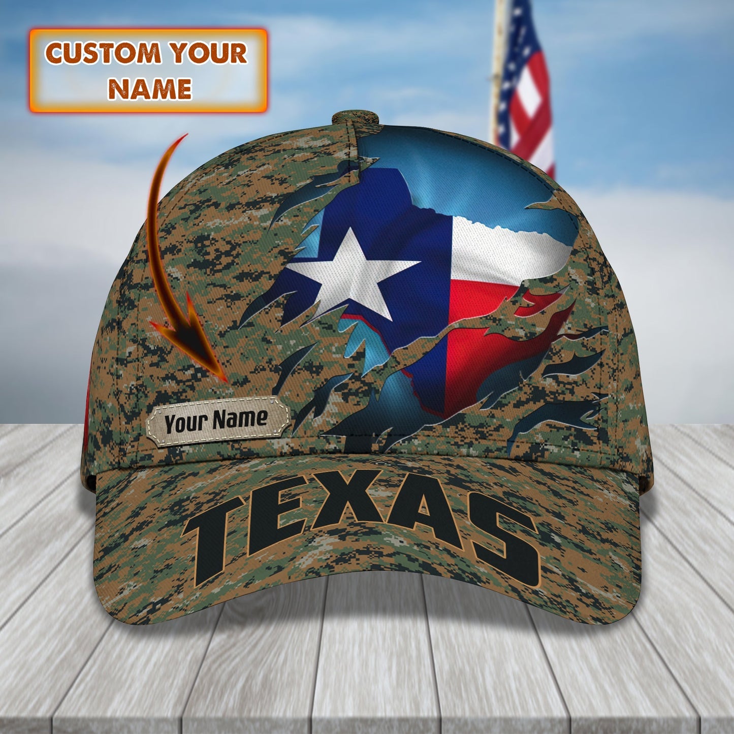 3D Classic Cap Texas Personalized Name Cap Texas 166 Lasfour CA1530