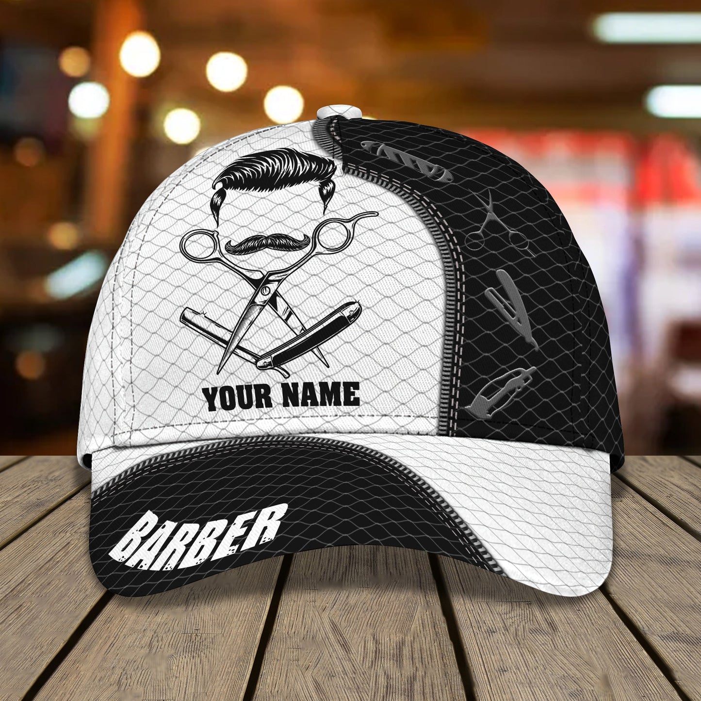 3D Classic Cap Barber Personalized Name Cap 24 Lasfour CA0982