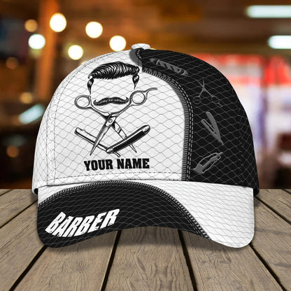 3D Classic Cap Barber Personalized Name Cap 24 Lasfour CA0982