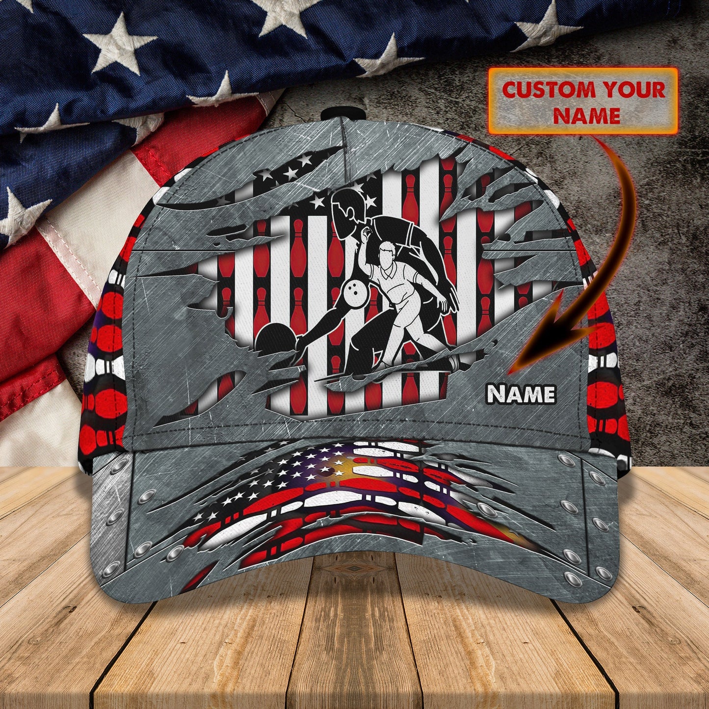 3D Classic Cap Bowling 02Personalize Name Cap Lasfour CA1719