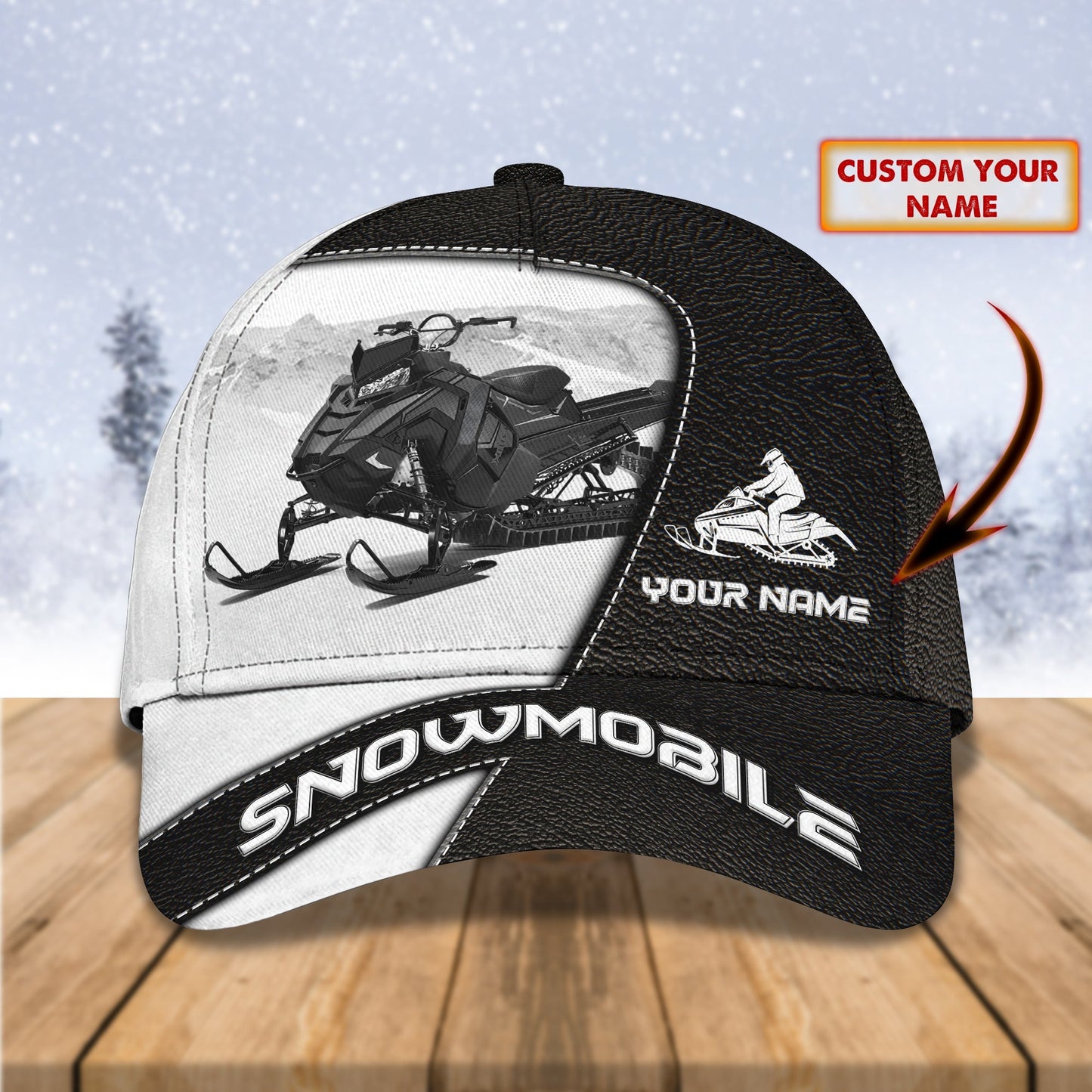 3D Classic Cap 850 Snowmobile 174 Personalized Name Cap Lasfour CA1981