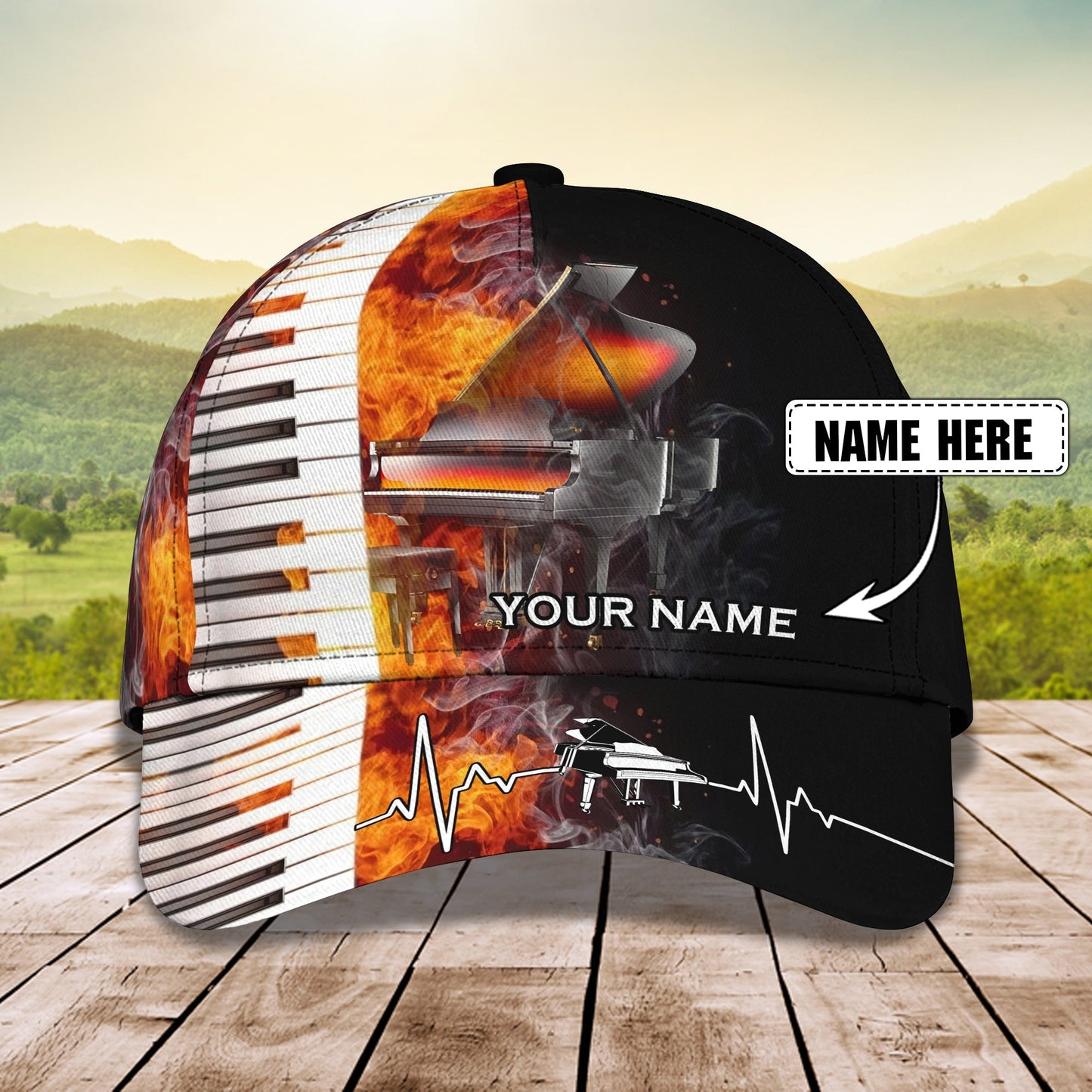 3D Classic Cap Love Piano 01 Personalized Name Cap PtLasfour CA1273
