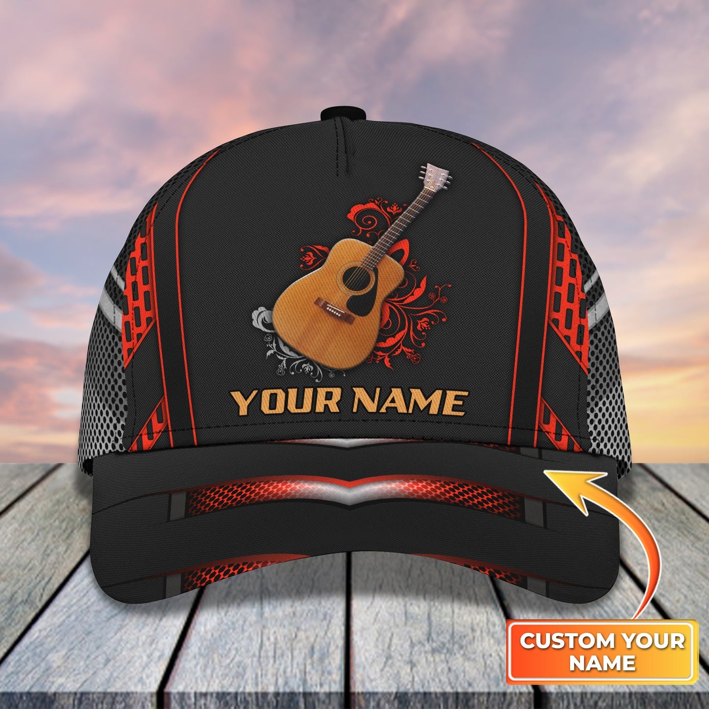 3D Classic Cap Guitar Classic 001 Personalized Name Cap Lasfour CA2148