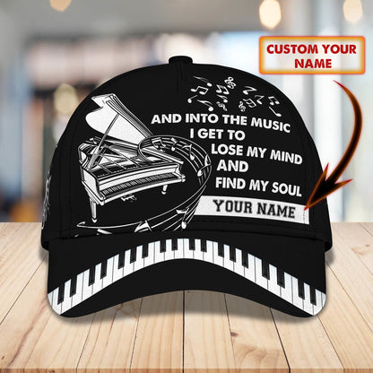3D Classic Cap Piano Black Ver. Personalized Name Cap Lasfour CA1684
