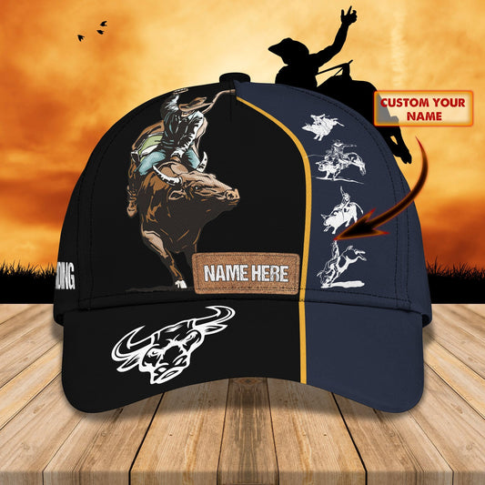 3D Classic Cap Bull Riding Texas Personalized Name Cap Lasfour CA1502