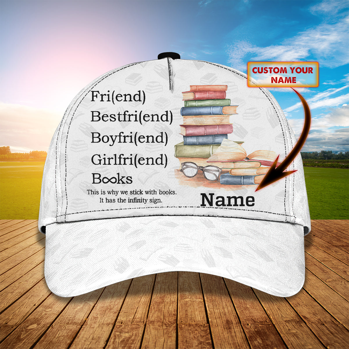 3D Classic Cap Book Lover 4 Personalized Name Cap Namacap065 Lasfour CA1333